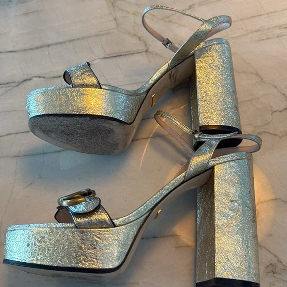Gucci Metallic Textured Marmont Platform Heel 
Size 40 - Picture 2 of 5